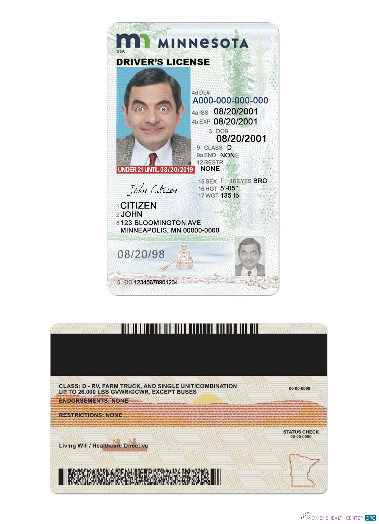 download USA Minnesota driving license under 21